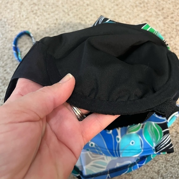 New Lands End Tankini Black Deco Floral with Underwire Bra women’s 10 - Picture 4 of 10